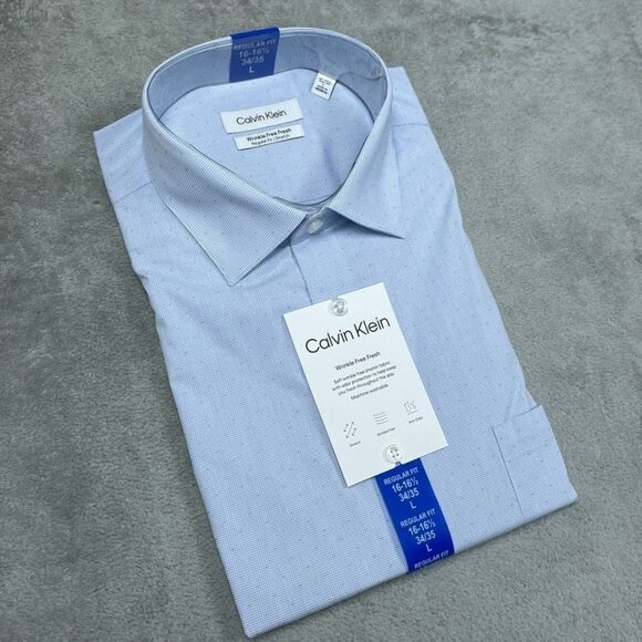 Calvin Klein Wrinkle Free Fresh Mens Dress Shirt Regular Fit 16-16.5 a0750 - Picture 1 of 6